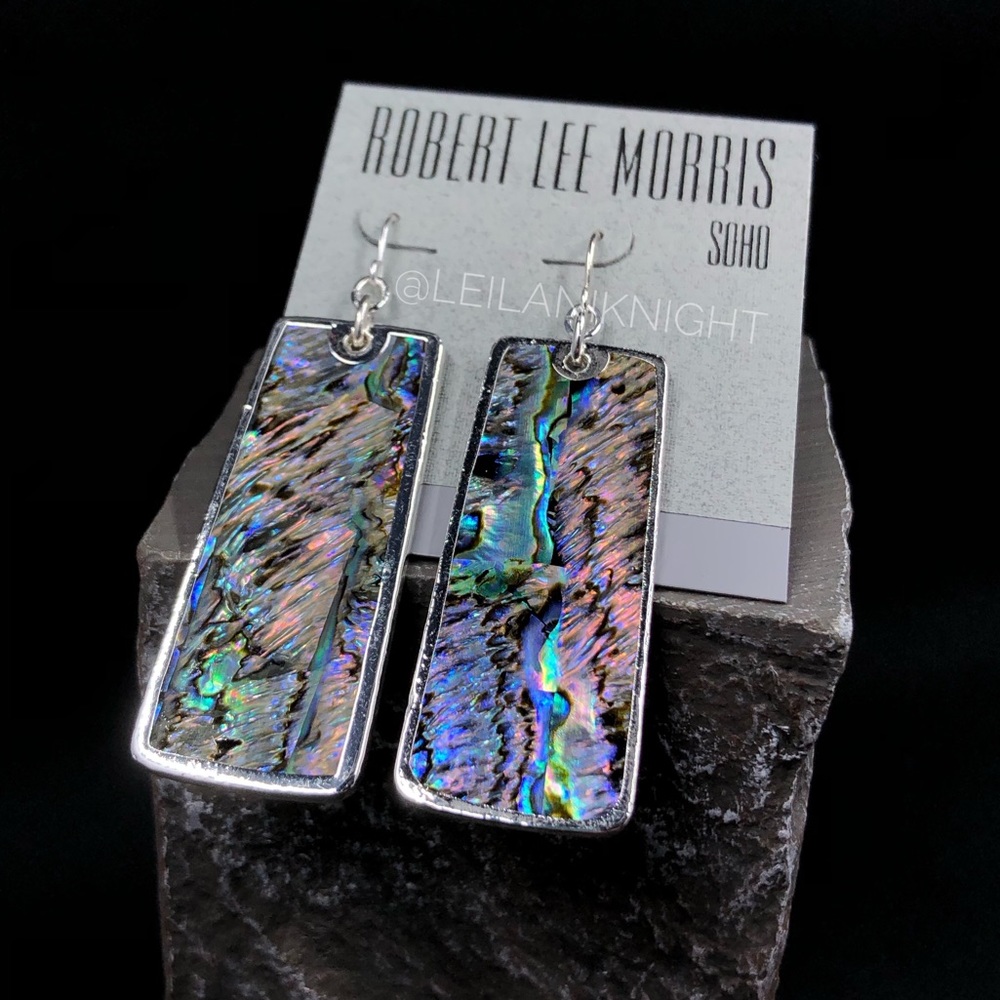 Robert Lee Morris SOHO Genuine Abalone Long Dangle Earrings - Picture 3 of 9
